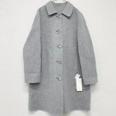 【新品同様】Leilian WHITE LABEL　レリアン ホワイトレーベル　ウールコート　ダブルフェイス　襟付き　ライトグレー　L　a00217