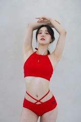 Fiesta top（フィエスタトップ）V-cut Low Pants（Vカットローパンツ）｜FORALL polewear（フォーオール）Vivid Red（赤／ビビッドレッド）ポールダンスウェア　エアリアルヨガ　エアリアルフープ　レッスン着　水着