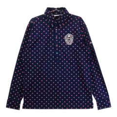 サイズ：LL FILA GOLF フィラゴルフ  長袖ポロシャツ ボタンダウン ドット柄 ネイビー系 [240101315380]# ゴルフウェア メンズ ストスト