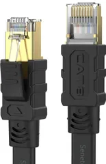 ★Senetem LANケーブル 10m CAT8 40Gbps/2000MHz カテゴリー8 超高速インターネットケーブル CAT8準拠 フラットケーブル RJ45 ツメ折れ防止 ブラック モデム ルータ PS3 PS4 PS5 Xbox等に対応