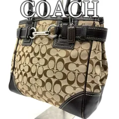 COACH コーチ シグネチャー ホースビット トートバッグ ブラウン レザー キャンバス Y2K 00s レトロ 肩掛け可能 Vintage Horsebit Tote Bag