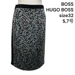 ◆ボス ヒューゴボス BOSS Votina ジャカード ペンシルスカート 膝丈 シルク 32、S、7号 レディース S5U041のサムネイル