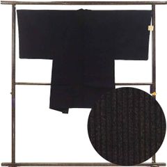男物羽織 羽織丈100cm 裄68cm 袖丈51cm 袖幅34cm メンズ 袷 縞 裄長 裄Lサイズ 秋冬春用 正絹（シルク）ブラウン 未使用品 リメイク リユース リサイクル【呉服のきくや】