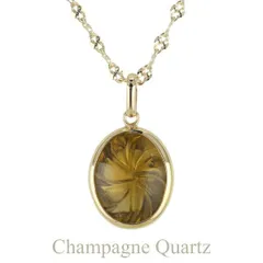天然石ネックレス シャンパンクォーツ k10イエローゴールド 大ぶり シンプル 一粒ネックレス オーバル スパイラルカット 10金 10k ペタルチェーン モーグルチェーン かわいい 人気 記念日 誕生日 プレゼント 贈り物 30日以内に発送