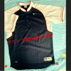 NIKE ポロシャツ ノーカラー ベースボール baseball ネイビー 紺