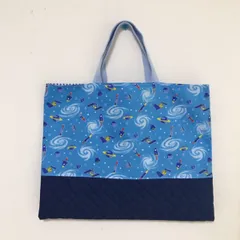 ハンドメイド　ロケット柄のレッスンバッグ　男の子用　入園　通園通学　宇宙柄