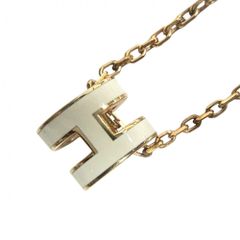 エルメス ネックレス レディース ポップアッシュ アクセサリー HERMES    ホワイト 白 ゴールド 約3.0g【中古品】