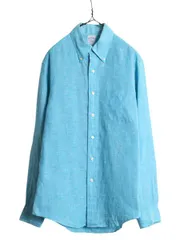 【お得なクーポン配布中!】 ブルックスブラザーズ 100% アイリッシュ リネン 長袖 ボタンダウン シャツ メンズ M 古着 BROOKS BROTHERS 長袖シャツ ポケット付き 無地