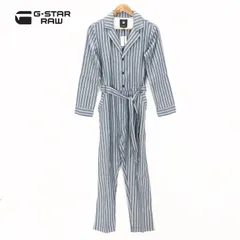 75％オフ 新品 正規品 ジースターロゥ G-Star RAW オールインワン S レディース Mサイズ ブルー×ホワイト つなぎ コットン100% ストライプ DELINE JUMPSUIT D08722-9488-8340