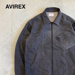 【AVIREX】アビレックス デニム切り返し　再構築　ブラックデニム　トラッカージャケット　デニムジャケット　フルジップ　サイズXL