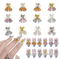 【ラスト1点】かわいい 小さい ベル 12個セット ネイルストーン クリア クリスマス メタル リボン付き カラフル ネイル クリスタル ジュエリーパーツ ネイルアート ラインストーン ハンドメイド デコパーツ