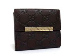 美品 GUCCI グッチ 二つ折り 財布 グッチシマ 112716 1147 ブラウン