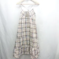 ◇ ⊂ LHELBIE レルビエ チェック柄 裏地有 ひざ丈 ワンピース サイズM ベージュ系 レディース E  【1501230004886】