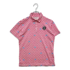 中古 レディース アンパスィ and per se 半袖ポロシャツ M ピンク パラソル柄