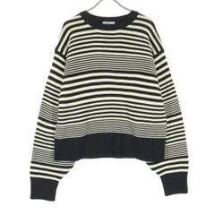 niko and... ニコアンド ボーダー柄 長袖 セーター M ブラック レディース 古着