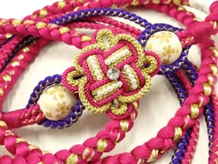 平和屋着物●和装小物　振袖用帯締め　装飾　パール　ラインストーン　飾り玉　金糸　撚り房　逸品　未使用　AABC2611ay