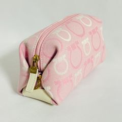 【美品 / 鑑定済】サルヴァトーレ フェラガモ Salvatore Ferragamo ガンチーニ コスメポーチ ポーチ キャンバス ピンク 総柄 AU-22/5110