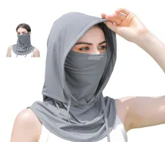 夏用冷感フェイスカバーUVカット・通気性息苦しくないマスクレディースメンズ兼用首肩一体設計日焼け防止スポーツ/アウトドア/自転車/通勤対応軽量速乾多機能マスク(ダークグレー)