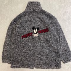 【Disney】ディズニー　オールドミッキー　1928年　ミッキーマウス　フリースジャケット　霜降りグレー　フルジップ　サイズM〜L