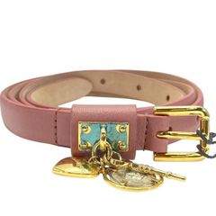 【美品】DOLCE&GABBANA ドルチェ&ガッバーナ ドルガバ ベルト コイン レザー ピンク 【サイズ 90】