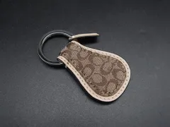■極美品■ COACH コーチ ミニシグネチャー キャンバス×レザー キーホルダー キーリング バッグチャーム ブラウン系 DJ2212