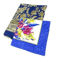 ジムトンプソン スカーフ ハンカチ シルク 花柄 2点セット まとめて ブランド レディース ネイビー JIM THOMPSON 【中古】