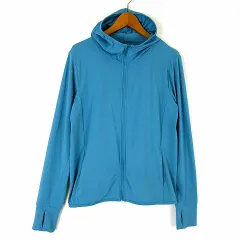 ユニクロ UNIQLO エアリズム UVカット メッシュ パーカー ジップアップ フード ドライ 速乾 吸汗 ストレッチ 長袖 M 青 ブルー