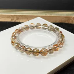 レア EU製 ★ゴールドスーパーセブン★パワーストーン ブレスレット 天然石 原石 綺麗 お守り 8.3-9.3mm ZB9451