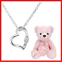 【送料無料 】10月誕生石 ピンクトルマリン・ピンクベア [シアーズ] 天然ダイヤ ハート ネックレス レディース テディベア ぬいぐるみセット 10月 ピンク