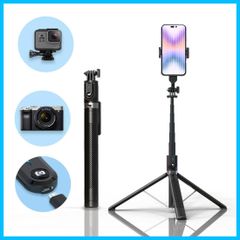【在庫セール】1/4ネジ付き 充電式リモコン】 セルカ棒 & 360°回転 自撮り棒【設計強化180cm 軽量 三脚 iPhone6-14Pro スマホ Max/Androidスマホ等対応 Negolas 【日本語取扱説明書付き】