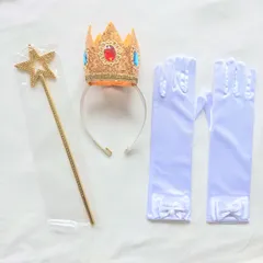 ピーチ姫 コスプレ 変身 3点セット マリオ 王冠 グローブ ステッキ キッズ 子供 コスプレ USJ 誕生日 パーティー
