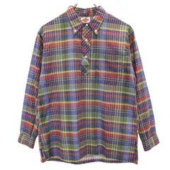 me and my gal 70s ヴィンテージ ハーフボタン チェック柄 長袖 ボタンダウンシャツ M  メンズ 【中古】  【230419】 メール便可