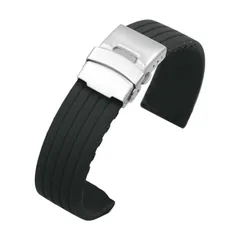 シリコン時計バンド　 タイヤ型時計シリコンバンド 防水バンド 交換用バンド 交換用時計バンド 平口安全バックル 時計チェーン 18mm (マットブラック)