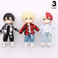 オビツ11 ドール服 ob11 撮影小物 ぬい撮り 人形用 12分ドール 12分の1 ねんどろいどどーる 男の子 女の子兼用 チェック柄シャツ ストライプ柄シャツ 長袖トップス カジュアル系 3色展開 秋冬向け トレンド風 着せ替え服d-50