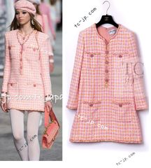 シャネル ワンピース CHANEL ピンク オレンジ ココボタン スパンコール カール・ラガーフェルド 入手困難 貴重 超美品 42 44