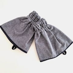 ハンドメイド袖カバーS丈　先染めネイビー　袖カバー　アームカバー　腕抜き　手甲