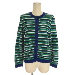 vintage イヴサンローラン チェック ニットカーディガン 金ボタン M 緑 vintage イヴサンローラン チェック ニットカーディガン 金