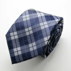 スーツセレクト ブランド ネクタイ チェック柄 格子柄 シルク PO メンズ ネイビー SUIT SELECT 【中古】