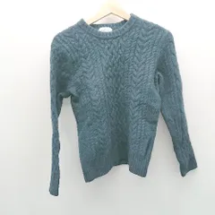 ◇ green label relaxing クルーネック ケーブル カジュアル 秋冬 長袖 ニット セーター サイズS グリーン レディース E  【1308160017203】