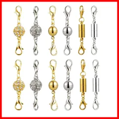 【大特価】YFFSFDC ネックレス 留め具 マグネット留め具 簡単装着 磁気クラスプ エンドパーツ ジュエリー用 延長用金具 DIY用 クラフト作り 収納袋付き 12個セット