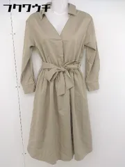 ◇ ◎ OPAQUE.CLIP Vネック ウエストゴム 長袖 膝下丈 ワンピース サイズ36/S ベージュ レディース  【中古】 【1112240002900】
