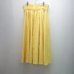 ◇ Re.Verofonna ウエストゴム きれい系 裏地なし ロング丈 ギャザー スカート サイズ38 イエロー レディース E  【1308290055564】