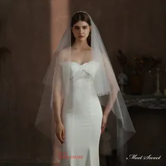 ウエディングベール ウェデイングベール ミドルベール コーム付き 2層 ブライダル 披露宴 二次会 結婚式 前撮り 花嫁 フェイスアップベール 。挙式 ant4y396189