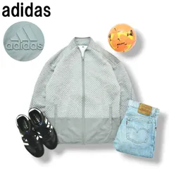 【美品】 アディダス adidas ゴルフ ウェア フルジップ ジャケット ファブリックミックス コールドレディ COLD.RDY M グレー スポーツ カジュアル メンズ