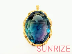 鑑別書あり K18 フローライト ペンダントトップ ブローチ【S35】