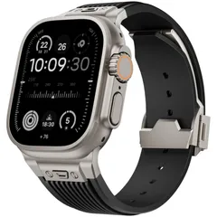 新品 BinGeLi コンパチブル Apple Watch バンド 49mm 46mm 45mm 44mm 42mm アップルウォッチ スポーツ バンド シリコーン 交換用 高級ベルト 新型折りたたみ式バックル付き 耐衝撃 防水 防汗メンズ Watch Ult