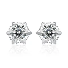 0034_スターバースト スノーフレーク ピアス 1カラット S925銀 金属アレルギー対策品