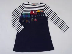 ファミリア familiar アウトレット 子供服 女の子 100cm 長袖 カットソー ワンピース 紺 春 秋 ★3 ガールズ 女児 キッズ 【中古】 ユーズド リサイクル こども