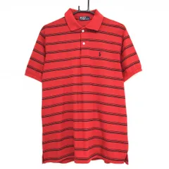 ポロラルフローレン 半袖ポロシャツ レッド×黒 ボーダー調  メンズ  ゴルフウェア Ralph Lauren