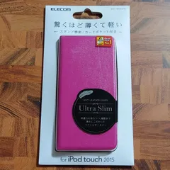 ipodtouch5世代 ／ 6世代 ／ 7世代 ソフトレザーカバー 手帳型ケース スタンド機能あり カードポケット付き ストラップホールあり ピンク